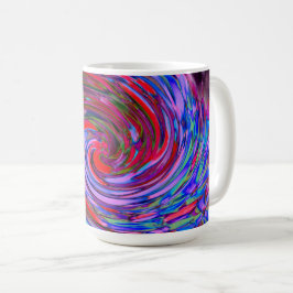 Caneca De Café Redução Vermelha, Azul e Rosa em Redemoinho Floral