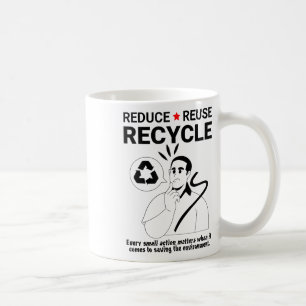 Caneca De Café Reduzir, reutilizar, Reciclar _ Proteção ambiental