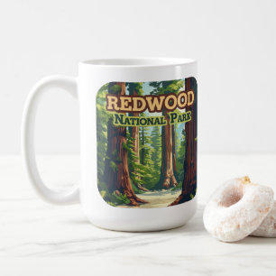 Caneca De Café Redwood National Park California Tree Retro