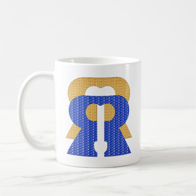 Caneca De Café Reese Rideout Azul e Dourado (Esquerda)