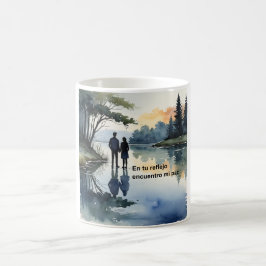 Caneca De Café Reflejos en el Agua: Ilustración Minimalista en Ac