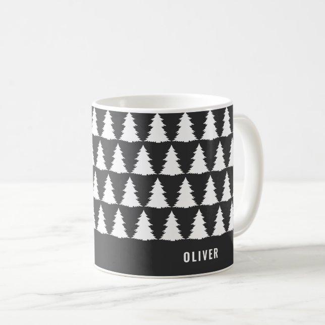 Caneca De Café Refletor Natal Branco Moderno Mínimo Único (Frente Esquerda)