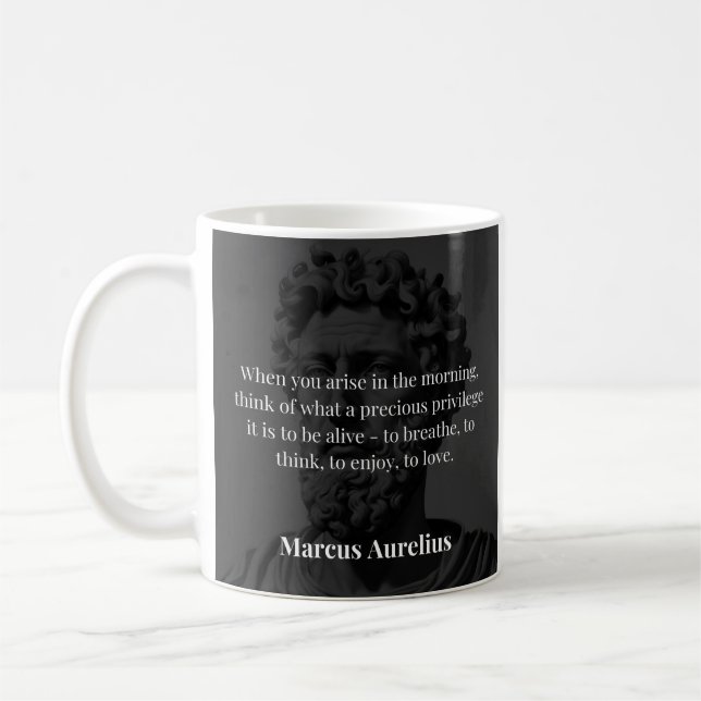 Caneca De Café Reflexão da Manhã de Marcus Aurelius: Gratidão por (Esquerda)