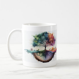 Caneca De Café Reflexão por aquarela em árvore da vida