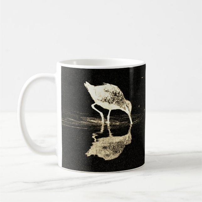 Caneca De Café Reflexo de Pássaro Preto e Branco Amante da Nature (Esquerda)
