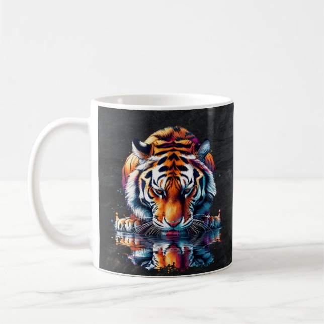 Caneca De Café Reflexo do Tigre Bebendo Água  (Esquerda)