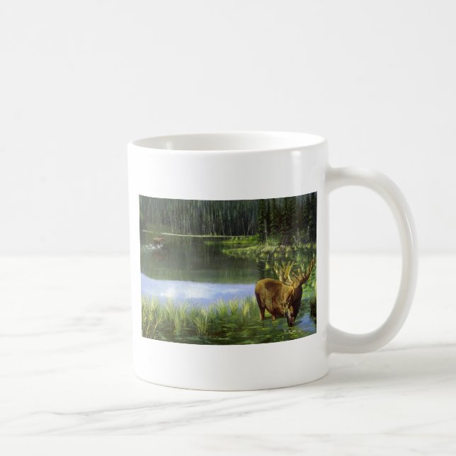 Caneca De Café Reflexões do verão, alces (Direita)