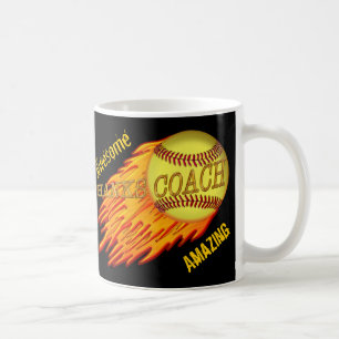 Caneca De Café Refrigere TREINADOR que flamejante do SOFTBALL OS