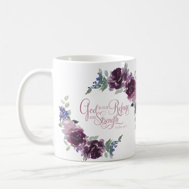 Caneca De Café Refúgio e força floral roxo (Esquerda)