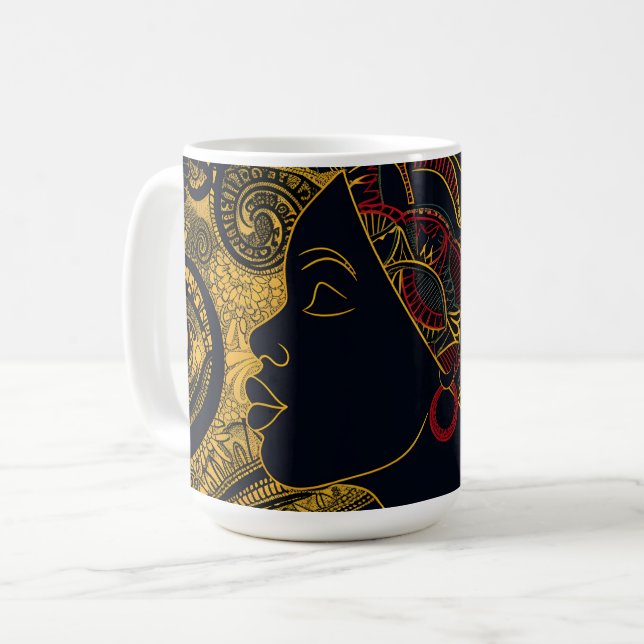 Caneca De Café Regal Elegance: Rainha Africana Americana (Frente Esquerda)