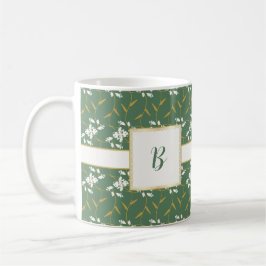 Caneca De Café Regal Floral Green Monograma Cheio