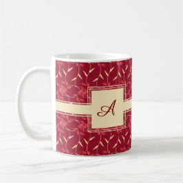 Caneca De Café Regal Floral Red Square Monograma Cheio