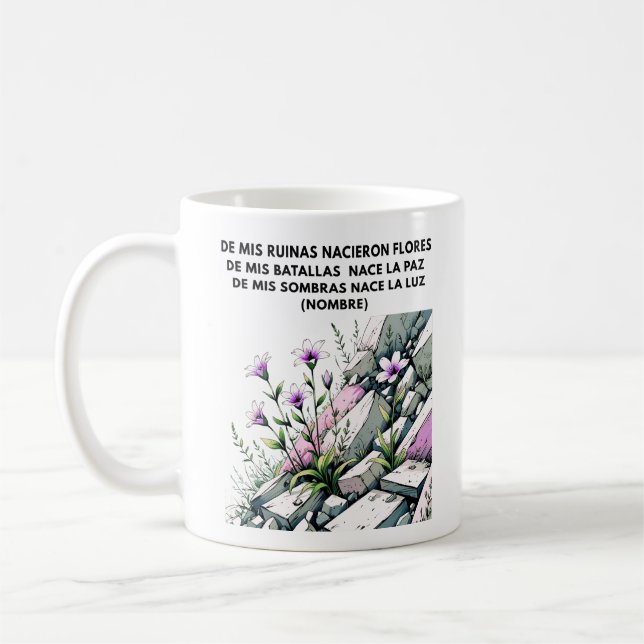 CANECA DE CAFÉ REGALO PERSONALIZADO PARA (NOMBRE) FLORECE RENACE (Esquerda)