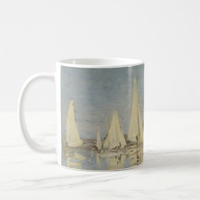 Caneca De Café Regattas at Argenteuil, OIl Painting, Claude Monet (Esquerda)
