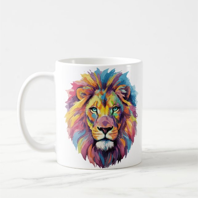 Caneca De Café Regenbogen Wolf Aquarell Portrait (Esquerda)
