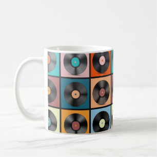 Caneca De Café Registros de vinil. Retro LP Discos Set vintage Il