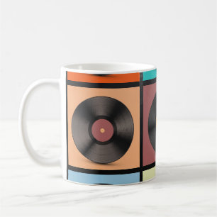 Caneca De Café Registros de vinilo: conjunto retrô LP.