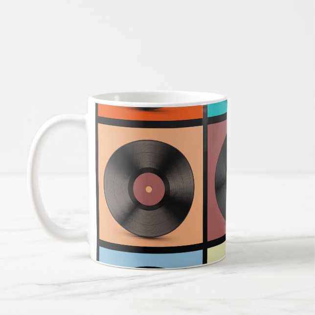 Caneca De Café Registros de vinilo: conjunto retrô LP. (Esquerda)