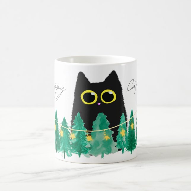 Caneca De Café Regra dos Gatos Negros! Gatos de Natal e Saúde! (Centro)