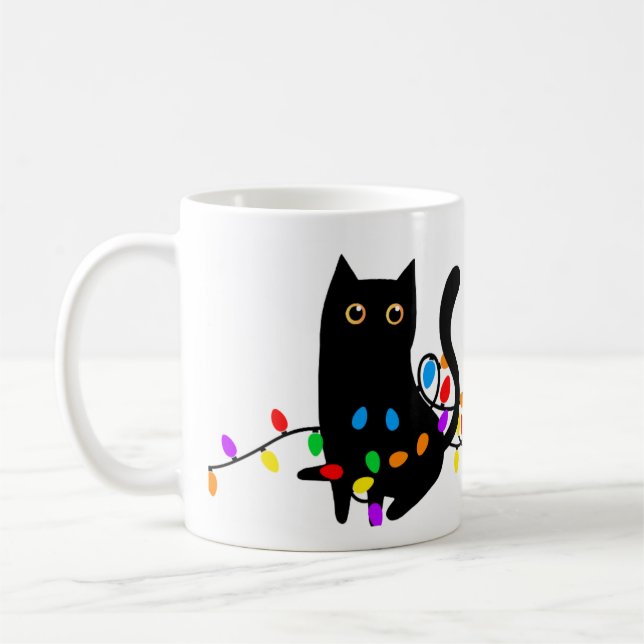 Caneca De Café Regra dos Gatos Negros! Gatos de Natal e Saúde! (Esquerda)