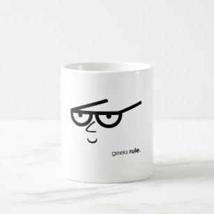 Caneca De Café "Regra dos Geeks" Rosto engraçado com óculos