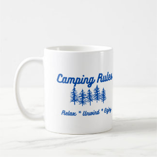 Caneca De Café Regras de acampamento - Relaxe, Desencha, Desfrute
