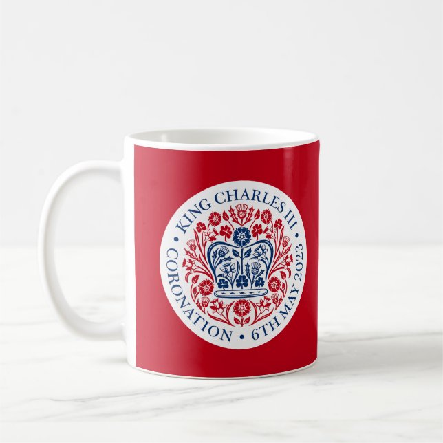 Caneca De Café Rei Charles III Coronation Emblem, Royal Souvenir (Esquerda)