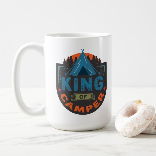 Caneca De Café Rei de Camping (Com Donut)