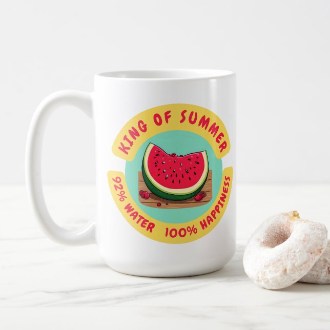 Caneca De Café Rei do Verão Melancia Suculenta  (Com Donut)