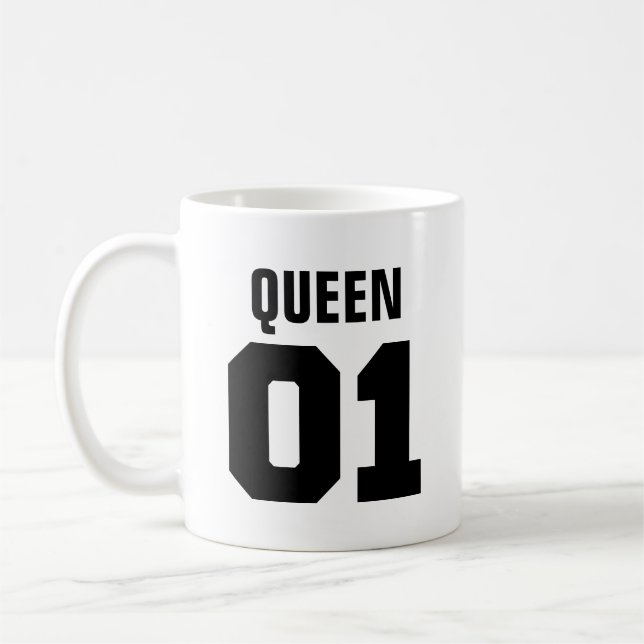 Caneca De Café Rei e Rainha| Moderna Tipografia Café Mug (Esquerda)