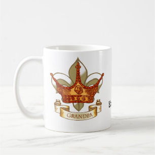 Caneca De Café Rei GrandPa Crown Banner personalizado Mug
