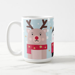 Caneca De Café Reinador de Natal de inverno, Urso Polar e Pinguim