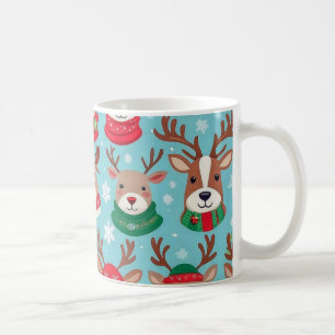 Caneca De Café Reinador de Natal Festivo com Padrão de Flocos de