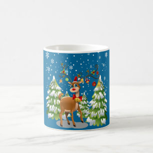 Caneca De Café Reindeer Bonito na Neve