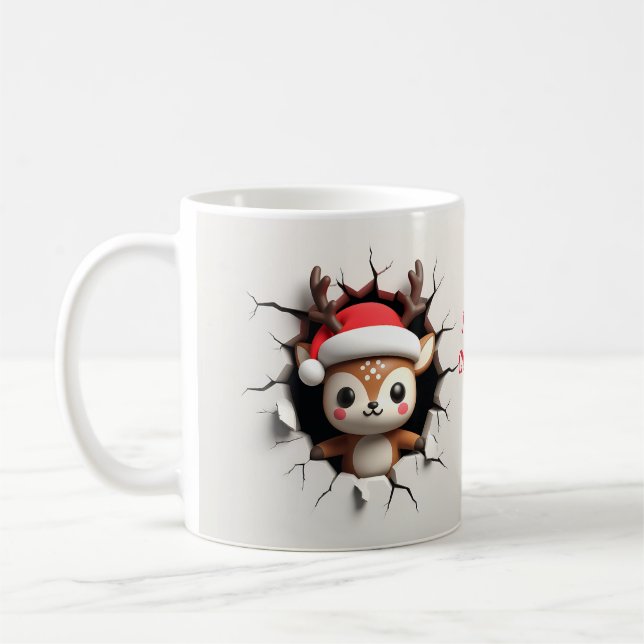Caneca De Café Reindeer com Santa Hat 3D Breakout (Esquerda)