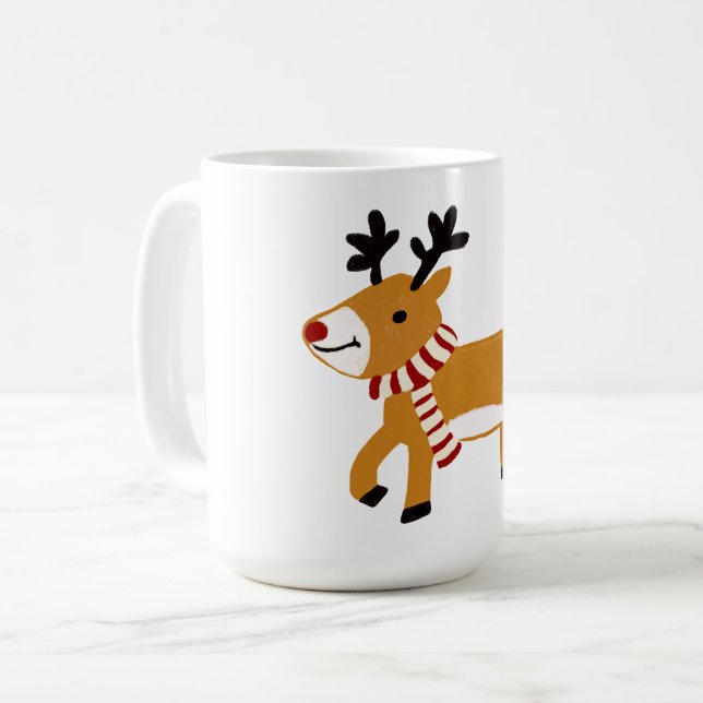 Caneca De Café Reindeer de Natal (Frente Esquerda)