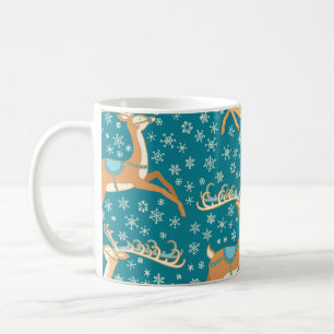 Caneca De Café Reindeer De Natal: Padrão Vintage Invisível.