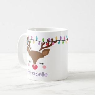 Caneca De Café Reindeer de Natal para Criança Mug Personalizado