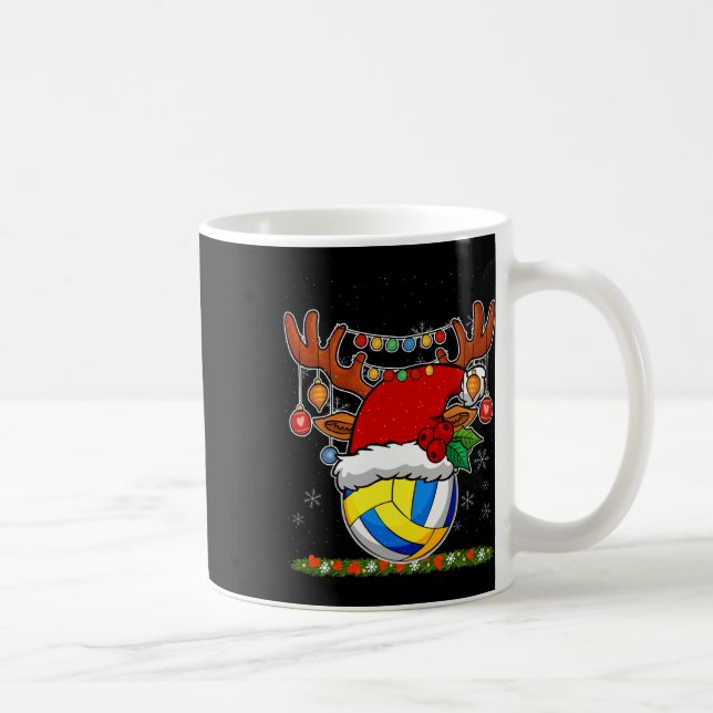 Caneca De Café Reindeer de Voleibol de Natal &amp; Santa Hat Xmas (Direita)