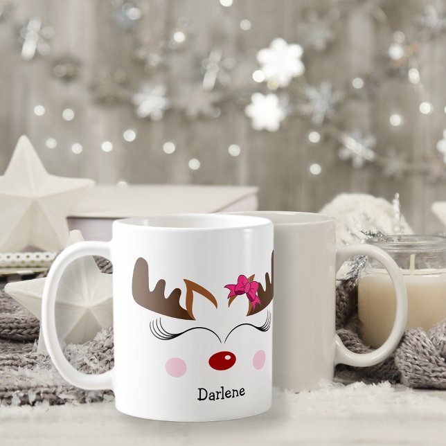 Caneca De Café Reindeer, Girly Cute (Criador carregado)