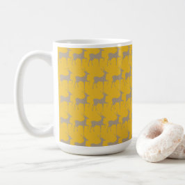 Caneca De Café Reindeer Pattern Mug - Mustard Yellow Christmas