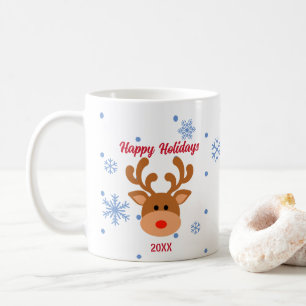Caneca De Café Reindeer Personalizado Snowflake Mug Feriado