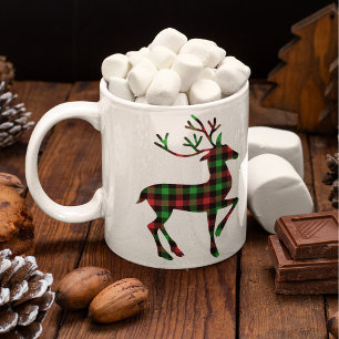 Caneca De Café Reindeer Red e Green Buffalo Xadrez Natal
