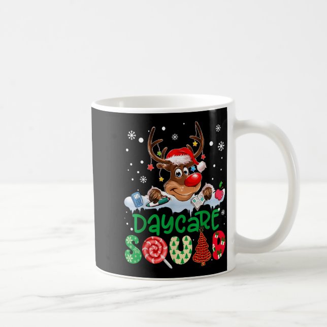 Caneca De Café Reindeer Santa Hat Daycare Squad Teacher Christmas (Direita)