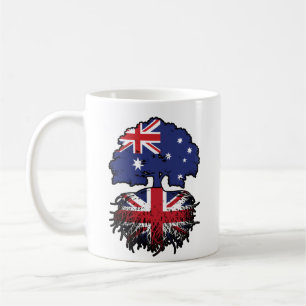 Caneca De Café Reino Unido: Bandeira de Raízes da Árvore Australi