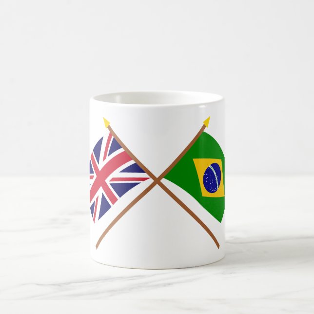 Caneca De Café Reino Unido e bandeiras cruzadas Brasil (Centro)
