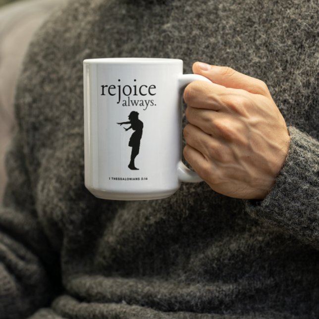 Caneca De Café Rejoice Always– Inspirational Faith Gift (Criador carregado)