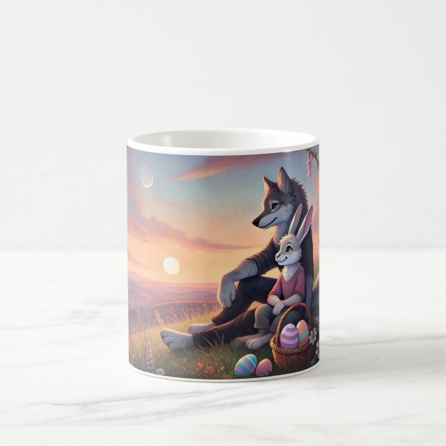 Caneca De Café Relaxando o Picnic de Páscoa pelo lago - Cena de P (Centro)