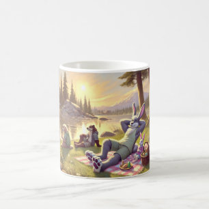 Caneca De Café Relaxando Picnic Páscoa pelo lago