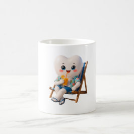 Caneca de Café Relaxante de Dente Fofo na Praia |